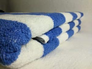 Nortex blue and white striped hospitality pool towel front view image